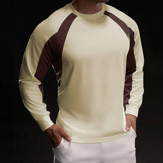 Mqqzkk Long Sleeve Athletic Running Shirts For Men Slim Fits Round Neck Lightweight Pullover Workout Sweatshirts