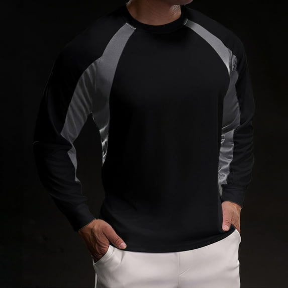 Mqqzkk Long Sleeve Athletic Running Shirts For Men Slim Fits Round Neck Lightweight Pullover Workout Sweatshirts