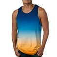 thumbnail image 1 of Mqqzkk Men Casual Tank Top Color Gradient Fashion Printing Sleeveless Pullover Round Neck Summer Running Sports Tank, 1 of 4