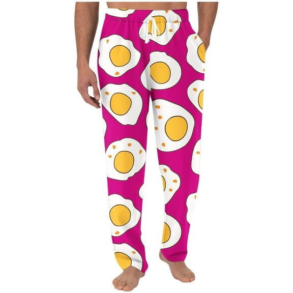 Mqqzkk Men Printing Pants Funny Pattern Elastic Waist Drawstring Beach Pant Lightweight Straight Legs Loose Trousers With Pocket Full Length Pants