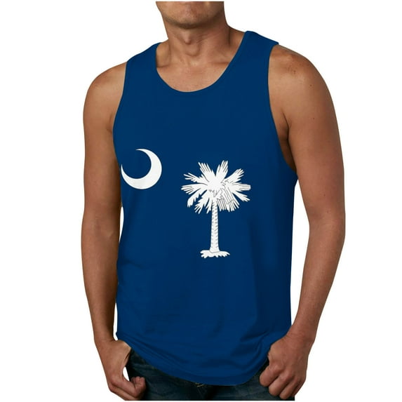 Mqqzkk Men's Fashion Tank Top Casual Summer Loose Fits Waistcoat Funny Graphic Print Sport Round-Neck Sleeveless Tees