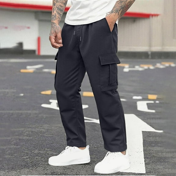 Mqqzkk Mens Cargo Joggers Pants Elastic Waist Drawstring Stretch Relaxed Fits Work Pants Tapered Sweatpants With Big Pockets