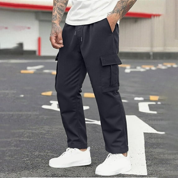 Mqqzkk Mens Cargo Joggers Pants Elastic Waist Drawstring Stretch Relaxed Fits Work Pants Tapered Sweatpants With Big Pockets