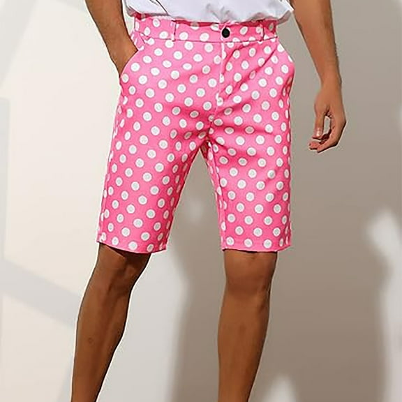 Mqqzkk Mens Fashion Shorts Polka Dots Summer Casual Button Up Waist Shorts Fits Lightweight Beach Shorts with Pocket