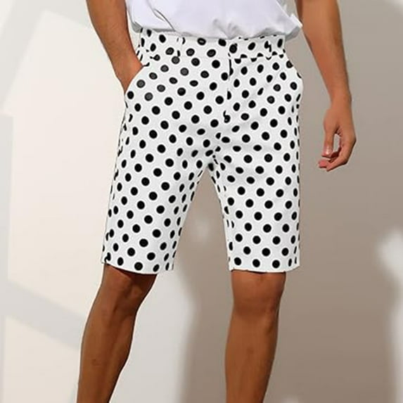 Mqqzkk Mens Fashion Shorts Polka Dots Summer Casual Button Up Waist Shorts Fits Lightweight Beach Shorts with Pocket