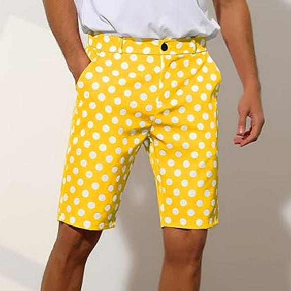 Mqqzkk Mens Fashion Shorts Polka Dots Summer Casual Button Up Waist Shorts Fits Lightweight Beach Shorts with Pocket