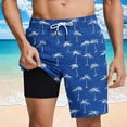 thumbnail image 1 of Mqqzkk Mens Swim Trunks with Compression Liner Stretch Shorts Elastic Waist Drawstring Shorts Summer Beach Board Shorts, 1 of 6