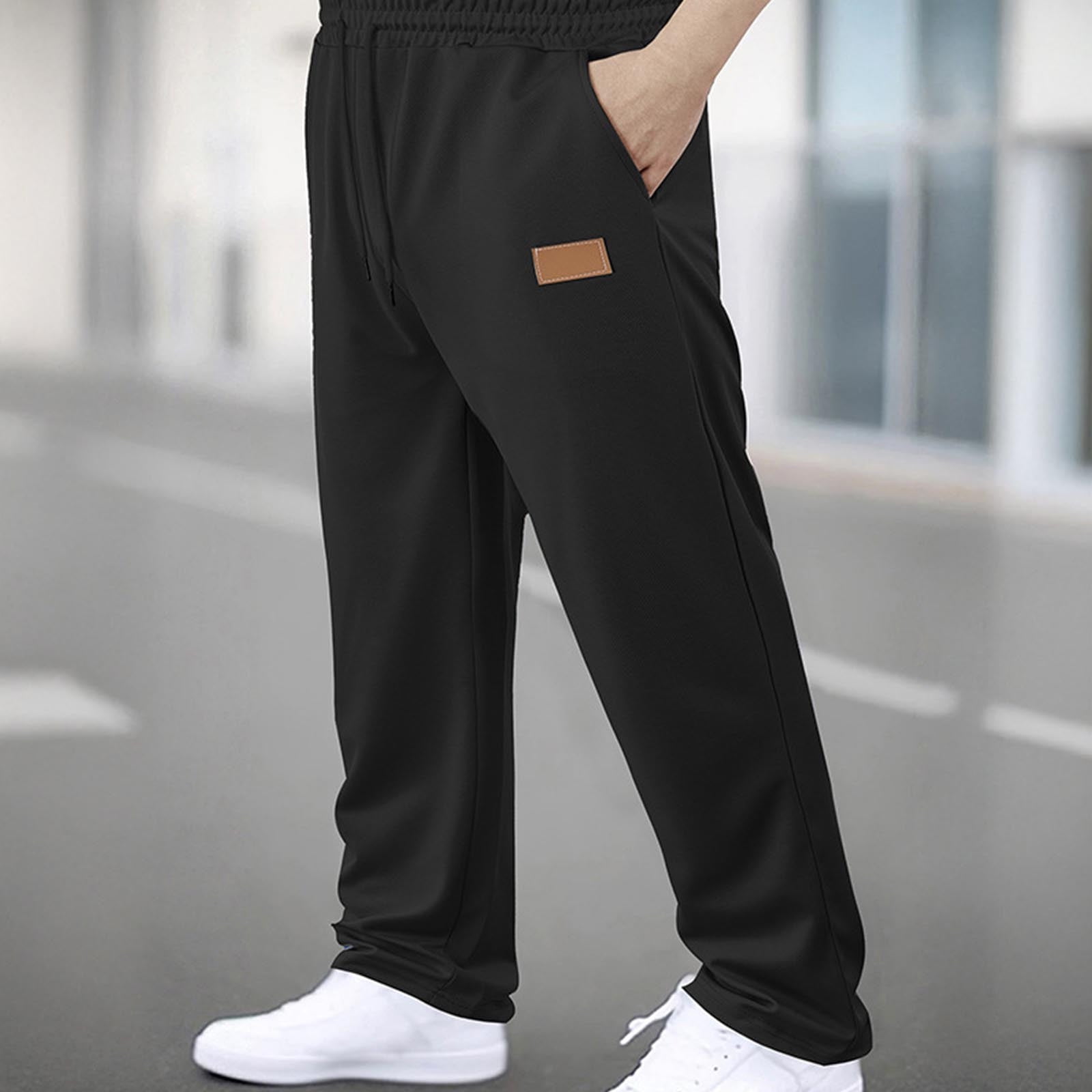 Mqqzkk Mens Wide Leg Pants Casual High Rise Pants Drawstring Elastic ...