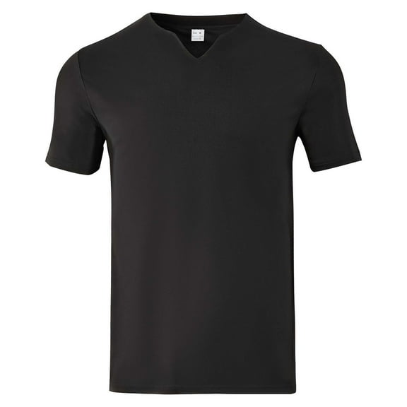 Mqqzkk Muscle Slim Fits T Shirt For Men V-Neck Longline Shirt Trendy Solid Color Gym Workout Athletic Tee Shirts