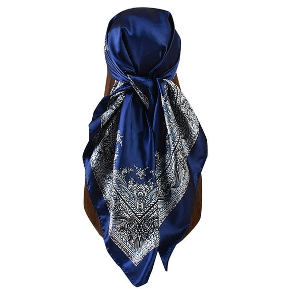 Mqqzkk Squared Satin Hair Scarf Flower Printed Head Scarf Soft Comfy Head Wrap Flower Hair Bandana Neck For Women