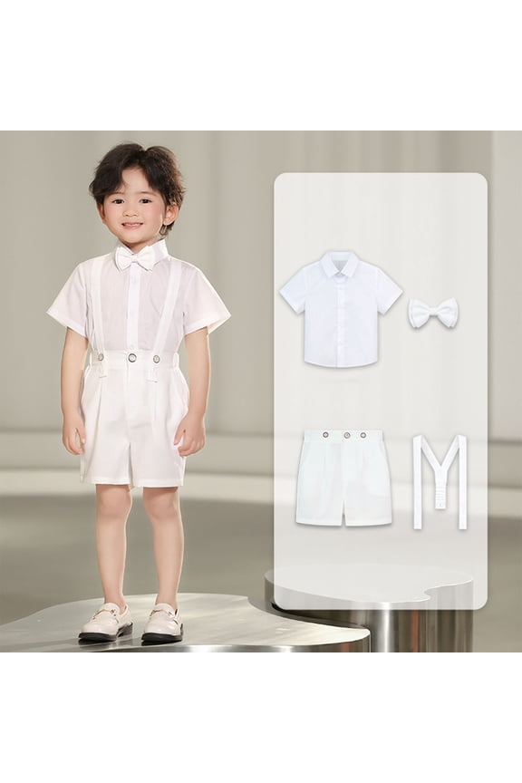 Toddler Dress Suits Baby Boys Clothes Sets Button Up Shirts Suspenders Shorts Fashion Cute Outfits Suit 2-13 Years Olds