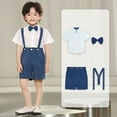 thumbnail image 1 of Mqqzkk Toddler Dress Suits Baby Boys Clothes Sets Button Up Shirts Suspenders Shorts Fashion Cute Outfits Suit 2-13 Years Olds, 1 of 8