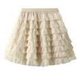 thumbnail image 1 of Aueoeo Trendy Flowy Skirt For Women Mesh Yarn Skirt Mini Pleated Summer Ruffle Layered Cute Y2K Skirts, 1 of 6