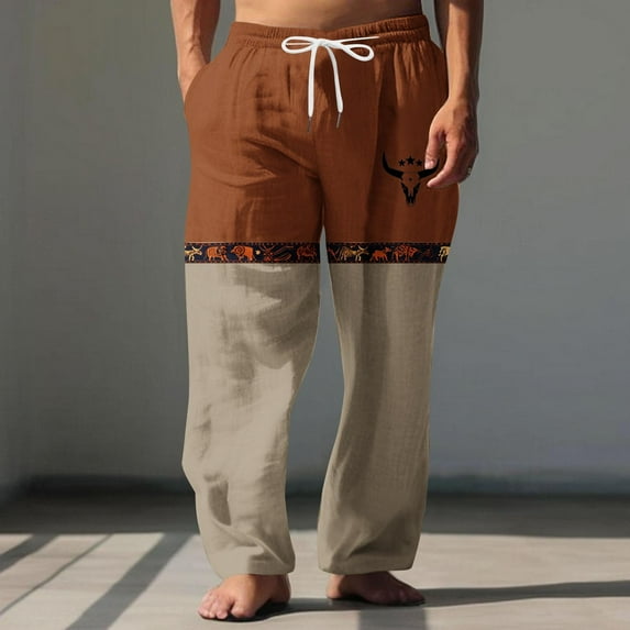 Mqqzkk Wide Leg Pants For Men Yoga Beach Loose Fits Casual Pants Summer Elastic Waist Drawstring Baggy Trousers with Pockets