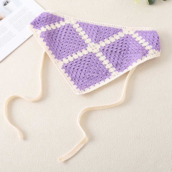 Mqqzkk Women Bandanas Crochet Hair Scarf Knitted Headscarf Headband Vintage Head Kerchief for Girl