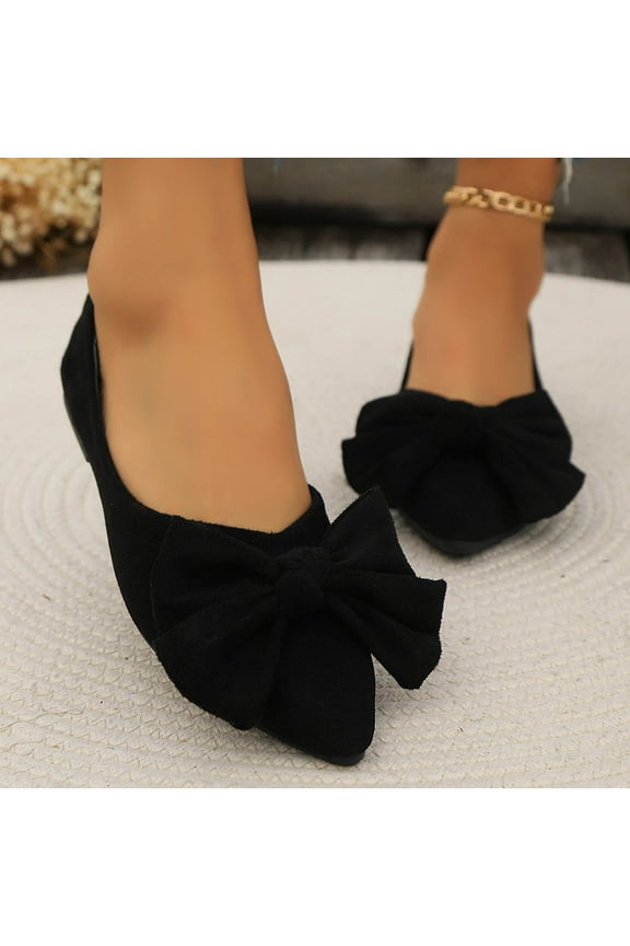 Women Point Toe Ballets Flats with Cute Bowknot Elegant Slip-ons Comfortable Daily Walking Shoes