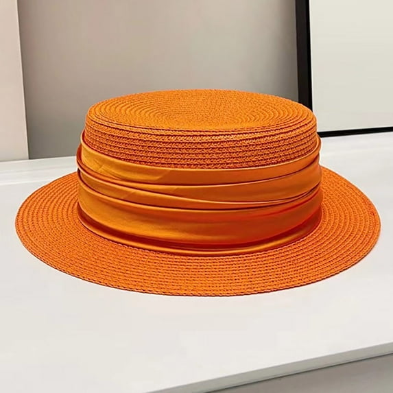 Mqqzkk Women Vintage Flat Top Fedora Hat,Ladies Elegant Boater Hat,Fashion Panama Caps, Summer Pork Pie Hat