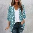 thumbnail image 1 of Mqqzkk Women's Casual Floral Printed Jacket Coat Lightweight 3/4 Sleeve Outwear Tops Thin Summer Cardigan, 1 of 5