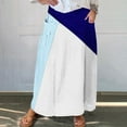 thumbnail image 1 of Mqqzkk Women's Color Block Midi Skirt High Elastic Waist Pleated Skirt Loose Fits Casual Flowy Long Skirts With Side Pockets, 1 of 5