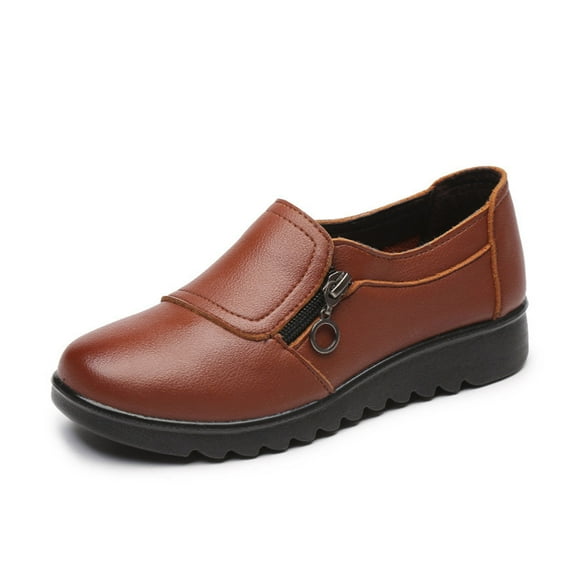 Mqqzkk Women's Faux Leather Shoes Lightweight Loafers Casual Flat Shoes Comfortable Daily Work Business Breathable Shoes