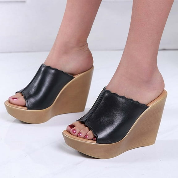 Mqqzkk Women’s Fish Mouth Sandals Open Toe Platforms Wedge Sandals Fashion Comfortable Non-Slip Lightweight Outdoor Shoes