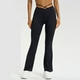 thumbnail image 1 of Mqqzkk Women's Flare Yoga Pants Crossed Rope Waist Leggings High Waisted Soft Comfy Workout Pants Dress Baseball Pants, 1 of 5