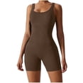 thumbnail image 1 of Mqqzkk Women's Jumpsuits Short Knitted Pits Strips Bodysuit Workout Rompers Summer Outfits Gym Yoga Beach Fashion Clothes 2025 Coffee S, 1 of 4