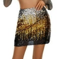 thumbnail image 1 of Mqqzkk Women's Sequin Skirt Stretchy Bodycon Mini Skirts Night Out Party Knee-Length Mini Skirt for Concerts, Dance, Clubs, and Parties, 1 of 5
