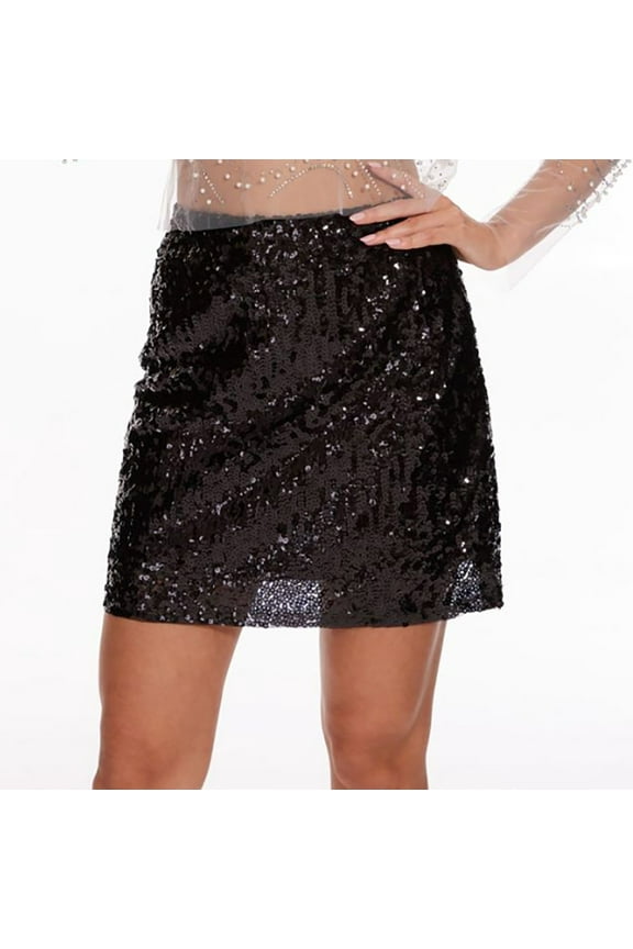 Women's Sequin Skirt Stretchy Bodycon Mini Skirts Night Out Party Knee-Length Mini Skirt for Concerts, Dance, Clubs, and Parties