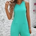 thumbnail image 1 of Mqqzkk Women's Sleeveless Rompers Cotton Summer Casual Loose Crew Neck Wide Strap Shorts Jumpsuit Beach Cover Up with Pockets Mint Green XL, 1 of 7