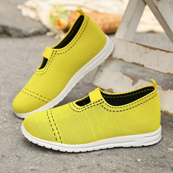 Mqqzkk Women's Slip on Loafer Shoes Mesh Casual Walking Sneakers Knit Round Toe Casual Lightweight Breathable Shoes