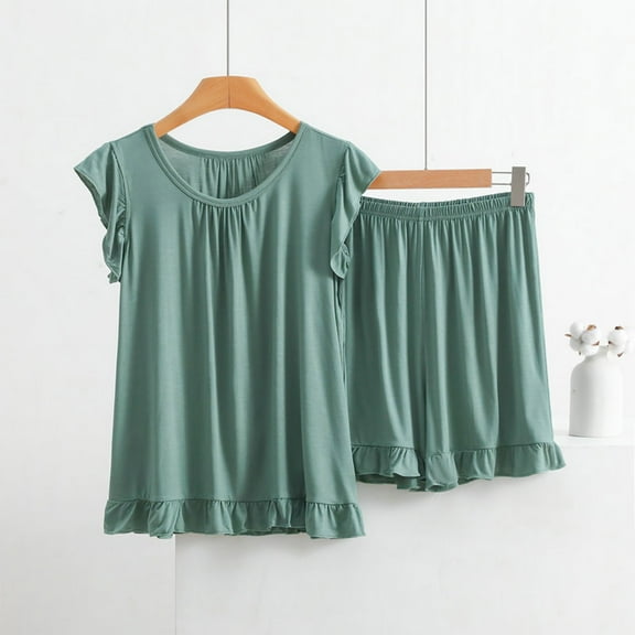 Mqqzkk Women's Summer Pajamas 2 Piece Shorts Set Sleeveless Tank Top and Shorts Soft Loungewear Casual Sleepwear