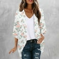 thumbnail image 1 of Mqqzkk Women's Thin Cardigan Flower Printed Shacket 3/4 Sleeve Collared Business Casual Tops Work Blouses, 1 of 5