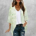 thumbnail image 1 of Mqqzkk Women's Thin Cardigan Flower Printed Shacket 3/4 Sleeve Collared Business Casual Tops Work Blouses, 1 of 5