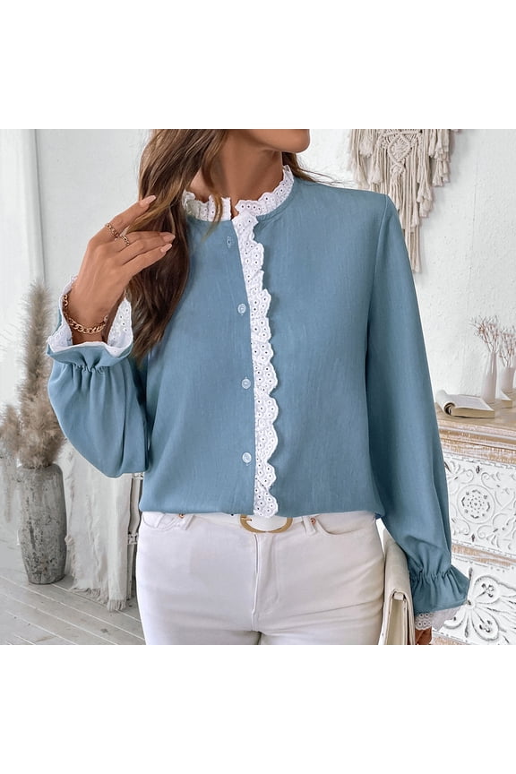 Womens Button Up Jackets Spring Fall Ruffl Long Sleeve Tops Trendy Outwear Fashion Cropped Jackets