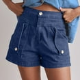 thumbnail image 1 of Mqqzkk Womens Cargo Denim Shorts - Summer Casual Vintage Loose Button Up Shorts With Pockets, 1 of 6