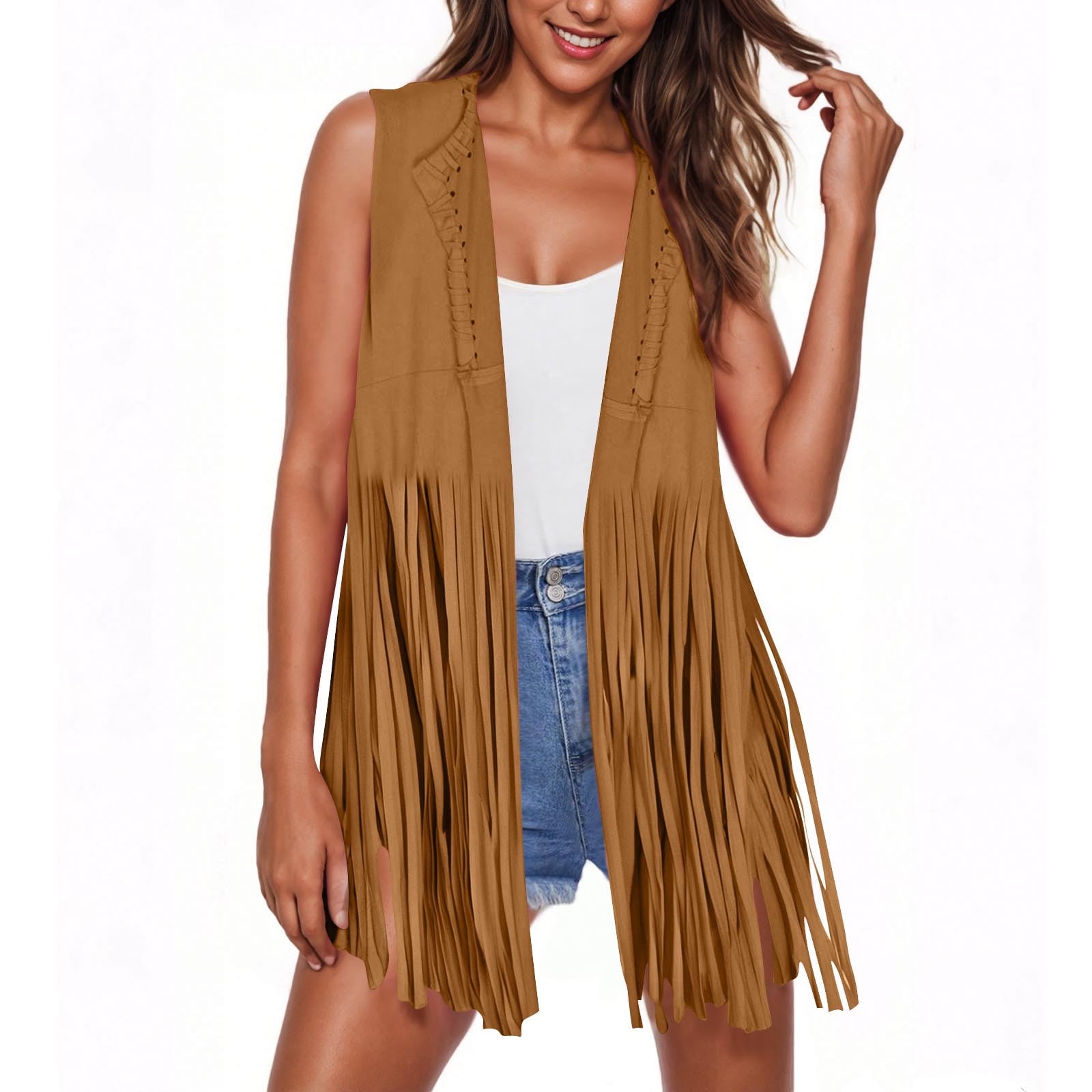 Acka fringe flower long vest サイズ2 ACKA fringe flower long vest