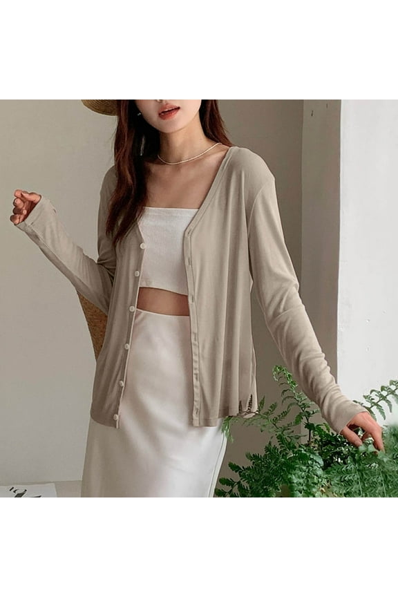 Womens Open Front Cardigans Casual Lightweight Breathable Thin Cardigan Summer Long Sleeve Fashion Blouse Tops