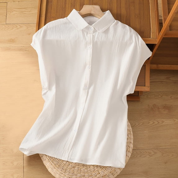 Mqqzkk Womens Shirts Casual Crewneck Cap Sleeve T Shirt Cotton Linen Summer Top Lightweight Flowy Blouses