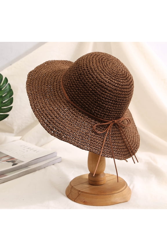 Womens Straw Beach Sun Hats, Foldable Packable Floppy Crochet Hats ,Large Summer Vacation Wide Hat