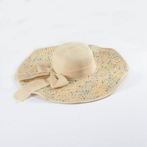 Mqqzkk Womens Straw Sun Hat Cute Bowknot Summer Beach Hats with Chin Strap Floppy Foldable Fashion Cap