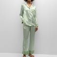 thumbnail image 1 of Mqqzkk Womens Striped Pajamas Set Button -Down 2 Piece Pjs Long Sleeve Pants Sleepwear Home Dress Pajama Set L, 1 of 5