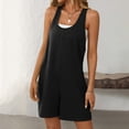 thumbnail image 1 of Mqqzkk Womens Summer Jumpsuits Casual Sleeveless Romper Loose Strap Overalls Shorts Jumpsuit with Pockets 2025 Clothes Black L, 1 of 5