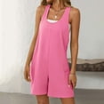 thumbnail image 1 of Mqqzkk Womens Summer Jumpsuits Casual Sleeveless Romper Loose Strap Overalls Shorts Jumpsuit with Pockets 2025 Clothes Pink S, 1 of 5