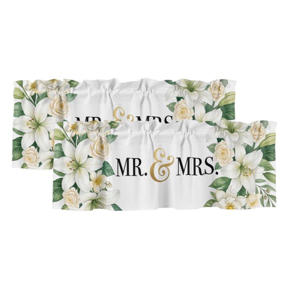Mr 2 Panels Kitchen Valance, Mrs Curtains Valances for Small Windows Rod Pocket Window Treatments for Living Room Bedroom 42" W x 12" L