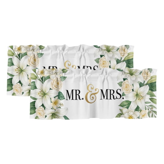 Mr 2 Panels Kitchen Valance, Mrs Curtains Valances for Small Windows Rod Pocket Window Treatments for Living Room Bedroom 42" W x 18" L