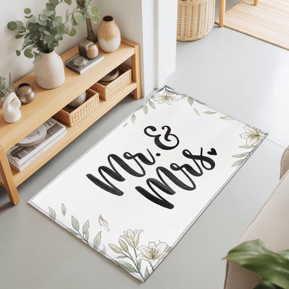 Mr 2'x3' Rug for Entryway Front Door Kitchen Sink Area, Mrs Low Pile Washable Non Slip Rectangle Area Rug