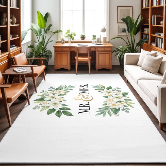 Mr 8'x10' Large Area Rug for Living Room Sectional Sofa, Mrs Washable Non Slip Low Pile Rectangle Area Rug