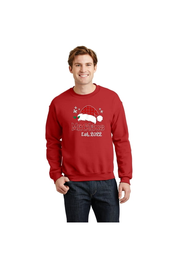 Mr. And Mrs. Claus Est. 2022 Funny Christmas Matching Couple PJs Graphic - Funny Gift for Him SW3566 Unisex Sweatshirt, Up to Size 5XL
