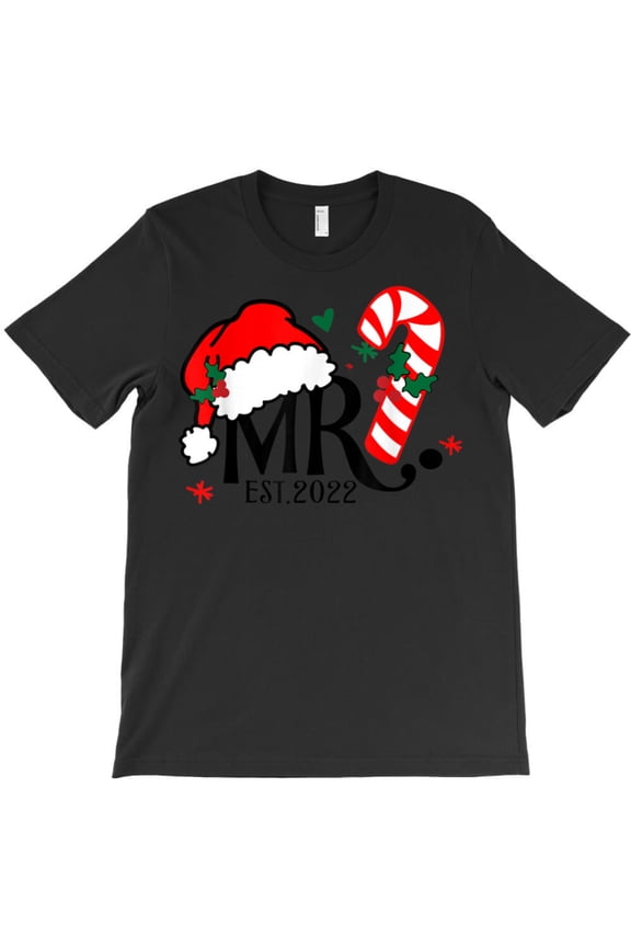Mr. And Mrs. Claus Est. 2022 Funny Christmas Matching Couple Xmas Graphic T-Shirt G3669, Up to 5XL